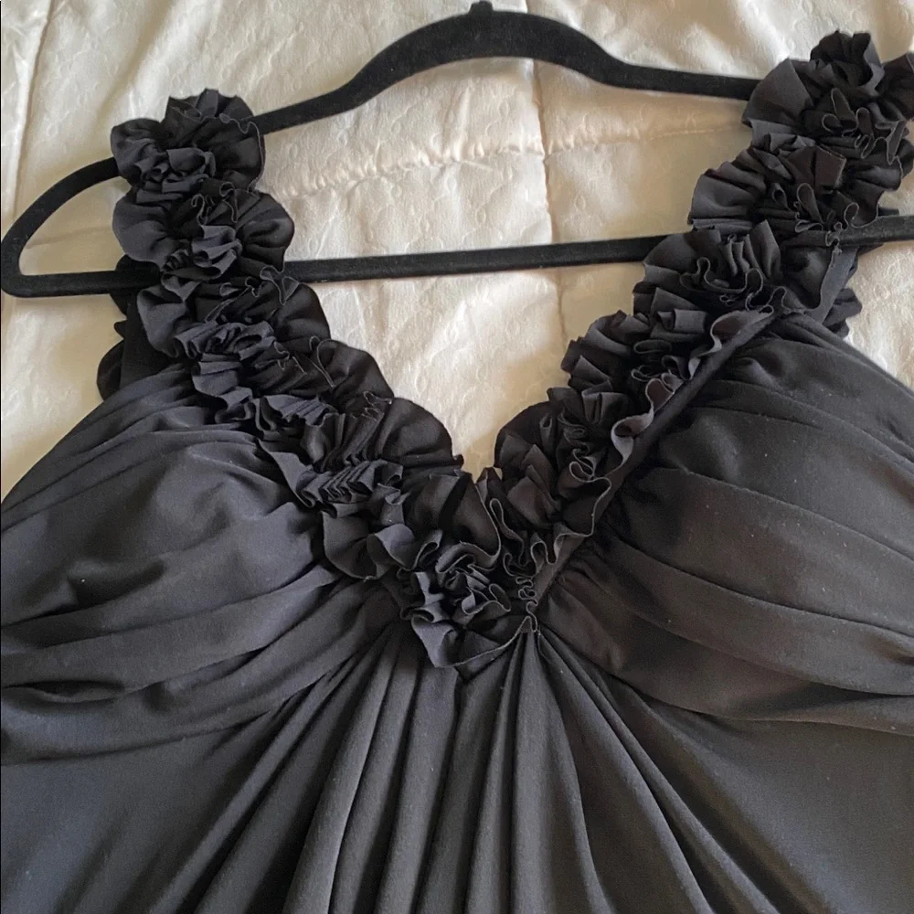 Maggy London Black Ruffled dress with built in bra - Picture 3 of 6